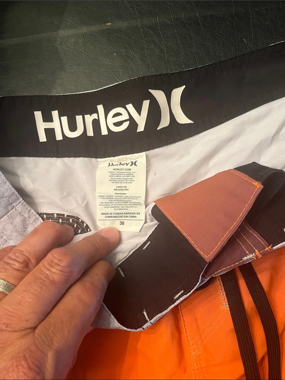 Hurley Orange Gradient Board Shorts with Gray Waistband